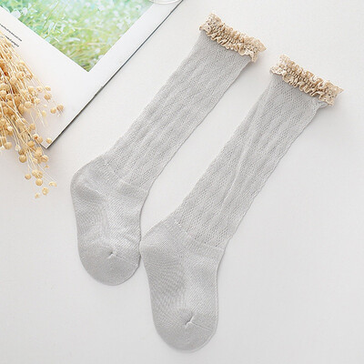

Girl Kids Toddler Knee High Cotton Socks Bow Frilly Lace