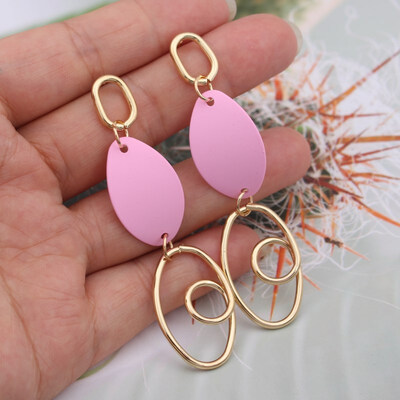 

EK537 New Fashion Metal Painted Waterdrop Heart Pendant Earrings for Women Handmade Sweet Wedding Jewelry Christmas Gift