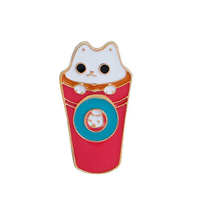 

Little Cat Doughnut Pins Badge Corsage Cartoon Brooches Jewelry