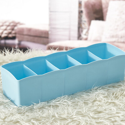 

Siaonvr 5 Cells Plastic Organizer Storage Box Tie Bra Socks Drawer Cosmetic Divider BU