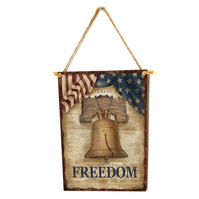 

Vintage Wooden Door Sign Hanging Board Independence Day Art Craft Ornament