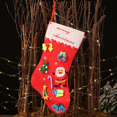 

〖Follure〗Christmas Decorations DIY Red Christmas Stocking Hanging Socks Non-Woven
