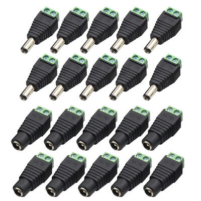 

20pcs 10 Male10 Female DC Power Connector Adapter 21x55mm Plug for CCTV