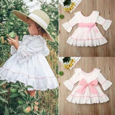 

US Toddler Kid Baby Girl Ruffle Dress Tulle Pageant Party Birthday Bowknot Dress