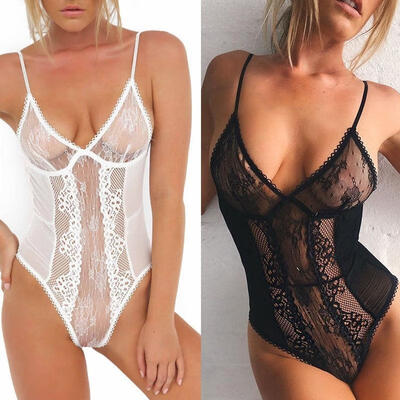 

US Women&39s Halter Lingerie One Piece Lace Jumpsuit Babydoll Sleepwear Bodysuit