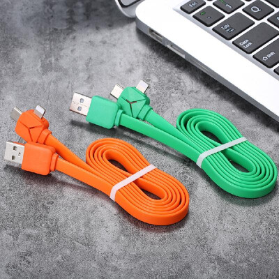 

3 in 1 Charging Cable Data Cable Lighting Noodle Cables Multifunctional Mobile Phone Charging Cable 1M with LightningMicro USBTy