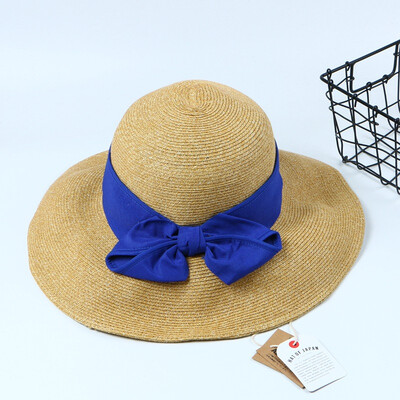 

Korean version Japanese straw hat foldable Sun Lis same bow fisherman hat students travel papyrus straw hat tide