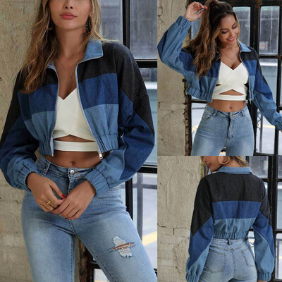 

Roseonmyhand Womens Denim Long Sleeve Zipper Jacket Casual Coat Outwear