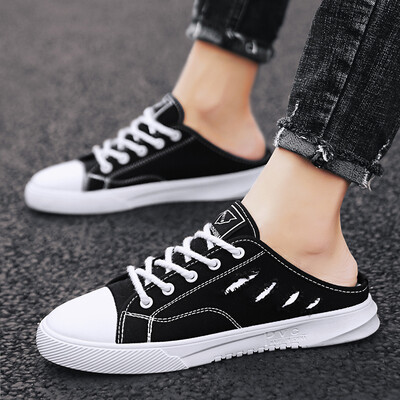 

2019 new loafers mens summer breathable casual shoes society a pedal mens canvas shoes mens tide shoes