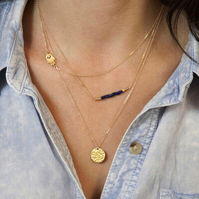 

New Arrival Three Layer Pendant Necklace For Women 2 Colors Metal Necklaces Sexy Beach Party Jewelry Gift
