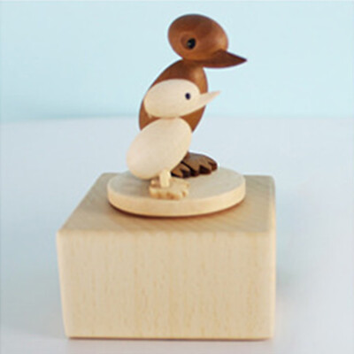 

Gobestart Wood Color Animal Shape Crafts Gift Beech Wooden Clockwork Music Box