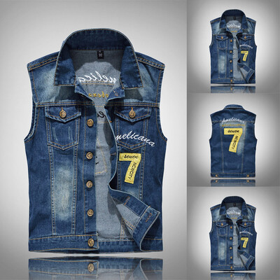 

Toponeto Mens New Fashion Denim Vest Casual Cowboy Jacket In Shoulder Blouse