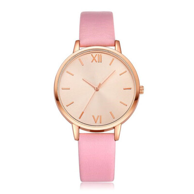 

Fashion Womens Watch Rose Gold Dial Leather Strap Wristwatch Ladies Watches Simple Casual Quartz Clock Relogio Feminino