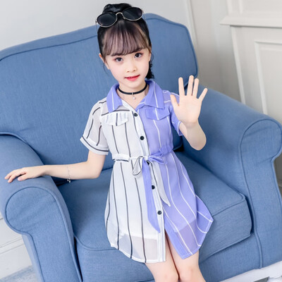 

Summer Casual Baby Girls Short Sleeve Striped Print Patchwork Tutu Dress Kids Toddler Pageant Sundress