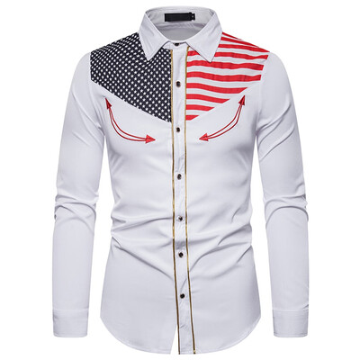 

Tailored Mens New Autumn Style Fashion Embroidered Long Sleeve Printed Shirt Blouse