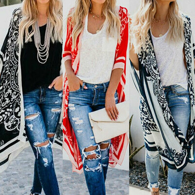 

NEW Women Floral Shawl Kimono Cardigan Tops Beach Cover Up Blouse Beachwear