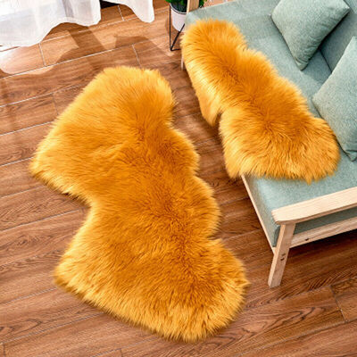 

Fluffy Wool Sheepskin Mat Sofa Bedroom Washable Rug Floor Carpet Blanket Rugs
