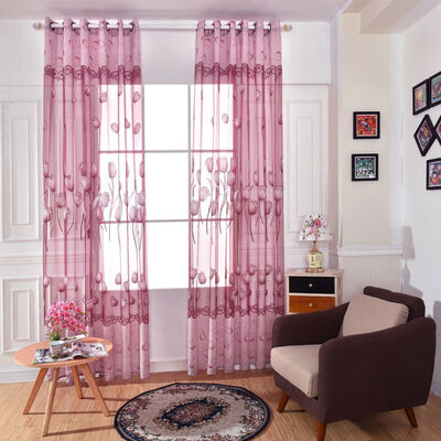 

Curtains For Door Room Balcony Tulip Flower Sheers Panel Drapes Scarf Valance