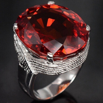 

Vintage Women Man Silver Ruby Wedding Bridal Ring Cocktail Size 6-10 Trendy