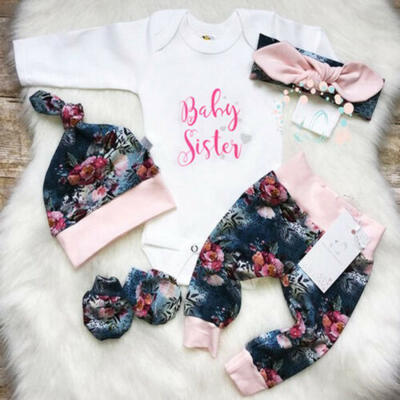 

UK Stock Newborn Kids Baby Girls Tops Romper Floral Pants Hat Outfit Set Clothes