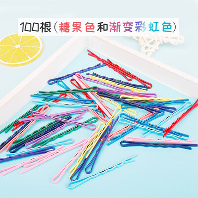 

Beauty skin color word clip 100 candy color gradient rainbow color MF8746 hairpin girl heart hairpin steel clip Korean net red simple headwear wild