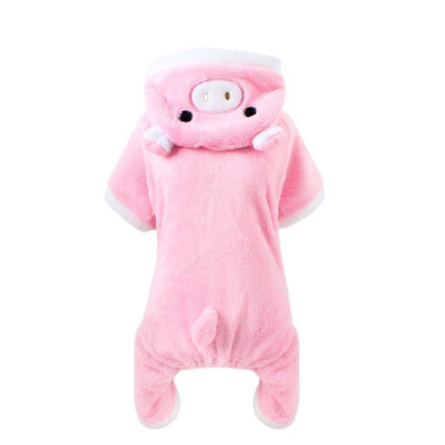 

Dog Hoodie Pig Super Coral Velvet Winter Design Hooded Jacket Dog Clothes Supplies Pink Blue Comfortable Fabric Good