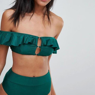 

Saidsome Womens Two Piece Ruffles Sexy Split Swimsuit Bikini Swimsuit Beachwear