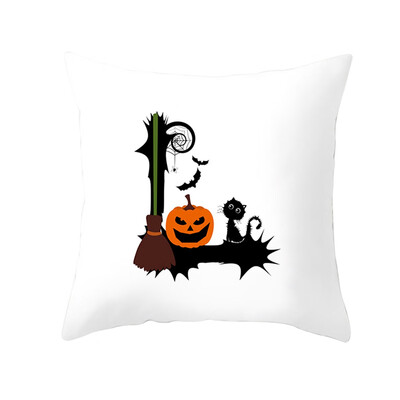 

4545cm Pillow Case Cushion Cover Halloween Interest Letter Pumpkin Home Decor