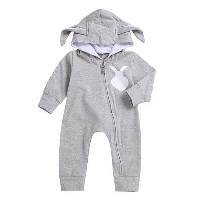 

Newborn Baby Boys Girls Cute Rabbit Ear Rompers Cotton Warm Zipper Jumpsuit