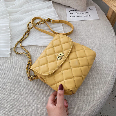 

Lingge chain bag net red foreign-style lock buckle womens bag 2019 new ins summer Korean slung small square bag