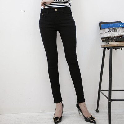 

Gobestart Fashion Womens Button Elastic Zipper Pocket Trousers Jeans Casual Denim Pants