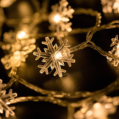 

Jingtang Christmas decorations Christmas tree small lights holiday decoration lights led lights flashing lights string lights stars stars snow lights string 45 meters 20 snowflakes