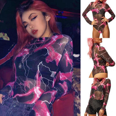 

Women Turtleneck Long Sleeve Jumpsuit Lady Stretch Bodysuit Leotard Tops Blouse