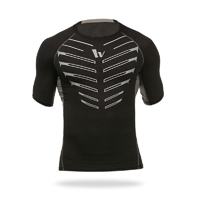 

Mens Short Sleeve Compression Shirt Sport Fitness Bodybuilding Gym Running Reflective Top T-Shirt