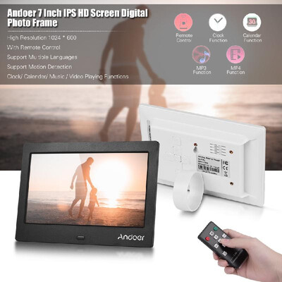 

Andoer 7 Inch IPS HD Screen 1024600 Digital Photo Frame Digital Album Support Music Video Playing Clock Alarm Calender Functions