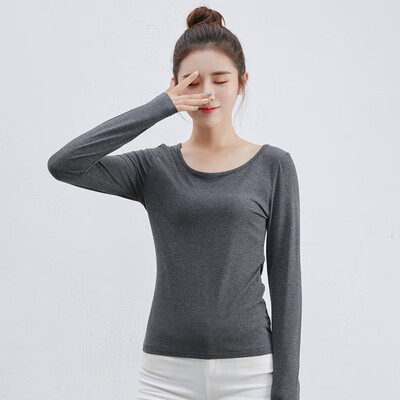

Womens Long Sleeve Solid Round Neck Pullover Blouse Party Casual T-Shirt Tops