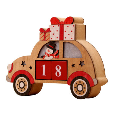 

Christmas Wooden Glowing Ornament Calendar Car Shape Christmas Decoration For Home Festive Party Supplies