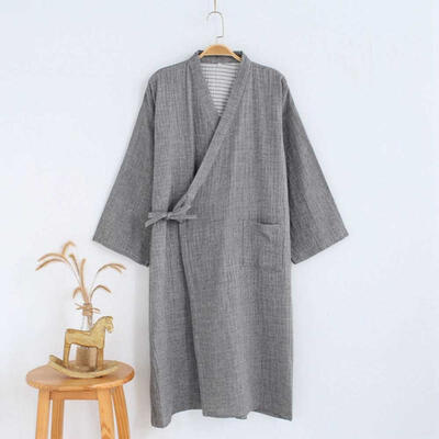 

Mens Kimono Style Robe Soft Comfortable Cotton SPA Bathrobe
