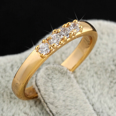 

New Exquisite Women Gold Color Zircon Wedding Ring Engagement Ring Fashion Jewelry