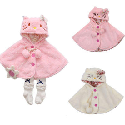 

Toddler Baby Girls Plush Cat Hooded Cloak Poncho Jacket Outwear Kids Warm Coat