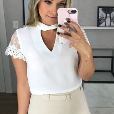 

Nomeni Women Fashion Loose Casual Pure Color Short Sleeves Plus Size Summer Tie T Shirt