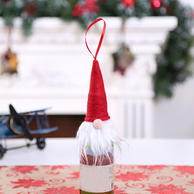 

〖Follure〗Christmas Wine Bottle Set Santa Decoration Xmas Bottle Cap Xmas Decor Beige