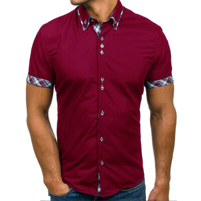 

Mens Slim Fit Summer Short Sleeve Muscle Casual Button-down Formal Shirt Top Tee