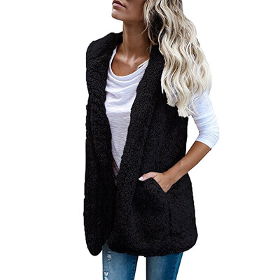 

Roseonmyhand Womens Vest Winter Warm Hoodie Outwear Casual Coat Faux Fur Zip Up Sherpa Jacket
