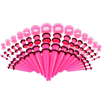 

Acrylic Ear Stretching Kit Tapers Plugs Silicone Tunnels Gauges Expander 14G-00G Jewelry 50 Pieces Set