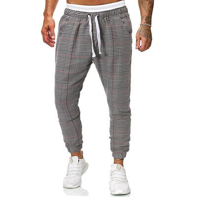 

Mens Casual Sports Pants Striped Plaid Running Jogging Sweatpants Trousers
