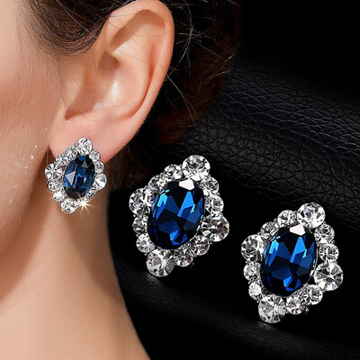 

Crystal temperament earrings female wild retro ear jewelry simple fashion exquisite match
