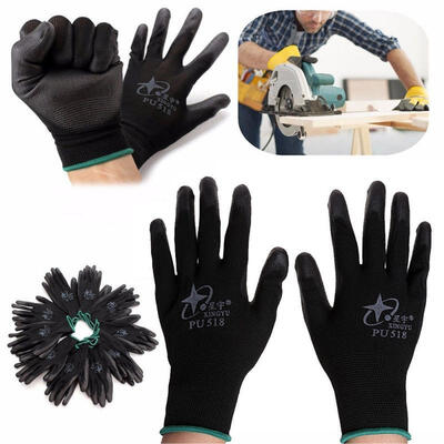 

12 Pair Nitrile Coated Working Gloves Nylon Safety Labour Factory Garden Repair