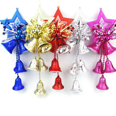 

Christmas Hanging String Star Bell String Decor for Xmas Plastic New Year Wall Tree Hanging Decor for Home Shop Display Window