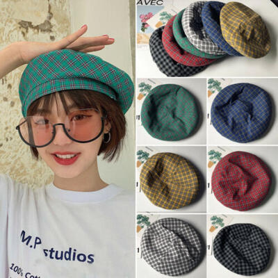 

Fashion Women Beanie Beret Winter Warmer French Artist Hats Ski Caps Plaid Gifts